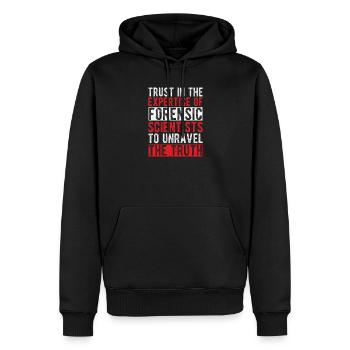 Étudiant en sciences médico-légales dévoilant la vérité forenstique - Sweat à capuche Premium bio Homme - noir - Devant - Nico (187cm)