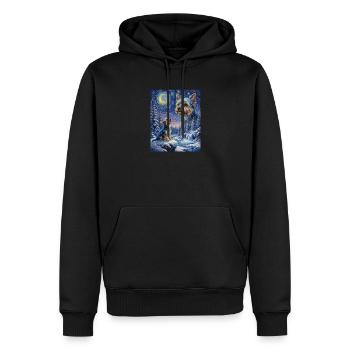 Hurlement vers la Lune Mème Chien Yorkshire Terrier - Sweat à capuche Premium bio Homme - noir - Devant - Nico (187cm)