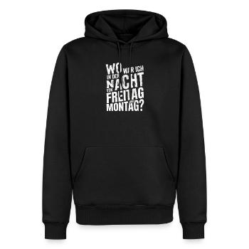 Wo war ich in der Nacht von Freitag auf Montag - Männer Premium Bio Hoodie - Schwarz - Vorne - Nico (187cm)