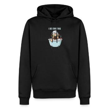 Jour Spa que je mérite : Chien de bain - Sweat à capuche Premium bio Homme - noir - Devant - Nico (187cm)