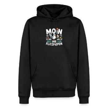 Moin Ihr Flitzpiepen Norddeutsch Hamburg Büro Moin - Männer Premium Bio Hoodie - Schwarz - Vorne - Nico (187cm)
