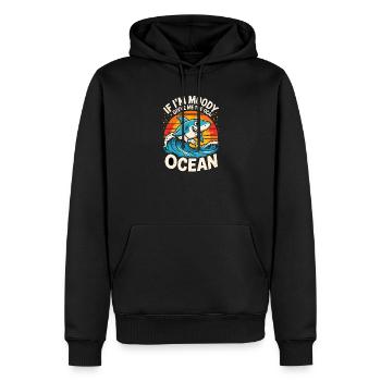 SI JE SUIS LUNATIQUE, DONNE-MOI L’OCÉAN Drôle de requin Océan - Sweat à capuche Premium bio Homme - noir - Devant - Nico (187cm)