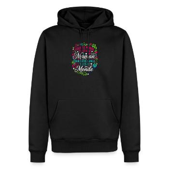 Maman Tu Es Le Monde Fête Des Mères Cadeau - Sweat à capuche Premium bio Homme - noir - Devant - Nico (187cm)