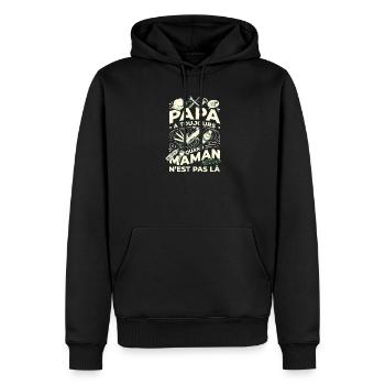 Cadeau Papa Bricoleur Humour Fête des Pères - Sweat à capuche Premium bio Homme - noir - Devant - Nico (187cm)