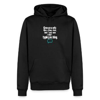 Groupe de professeurs drôles Discussion de groupe Tape rien - Sweat à capuche Premium bio Homme - noir - Devant - Nico (187cm)