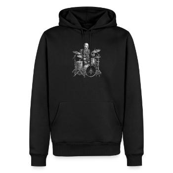 Grover Cleveland joue de la batterie - Sweat à capuche Premium bio Homme - noir - Devant - Nico (187cm)
