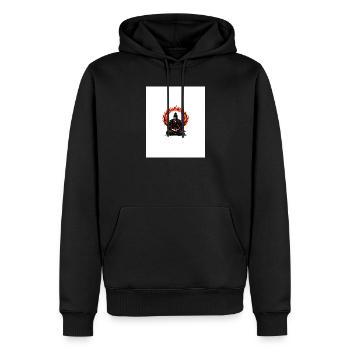 Flammenkreis Samurai Mediation - Männer Premium Bio Hoodie - Schwarz - Vorne - Nico (187cm)