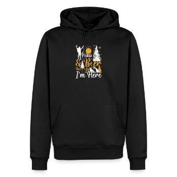 Hiking & Beer that's why i'm here - Funny Hiking - Männer Premium Bio Hoodie - Schwarz - Vorne - Nico (187cm)
