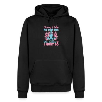 Yoga Mantra Is Calling I Must Go Funny Yoga - Männer Premium Bio Hoodie - Schwarz - Vorne - Nico (187cm)