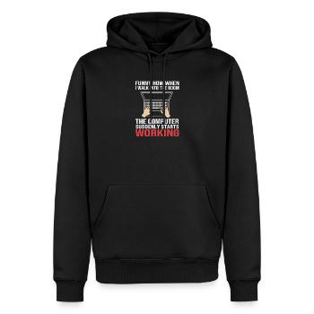 Tech Support - Männer Premium Bio Hoodie - Schwarz - Vorne - Nico (187cm)