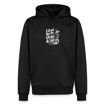 Ich mag einfach Chips und Salsa wirklich, okay? - Männer Premium Bio Hoodie - Schwarz - Vorne - Nico (187cm)