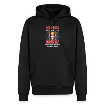 Drôle d’adieu collègue - Sweat à capuche Premium bio Homme - noir - Devant - Nico (187cm)