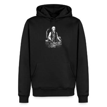 James Madison beim BBQ-Grillen - Männer Premium Bio Hoodie - Schwarz - Vorne - Nico (187cm)