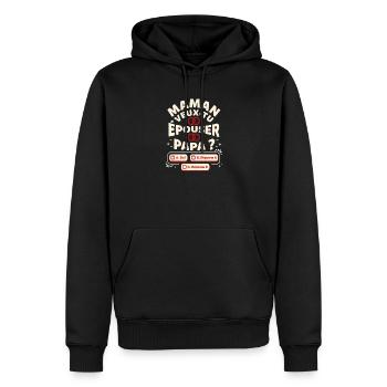 Maman Veux-Tu Épouser Papa Demande Mariage Humour - Sweat à capuche Premium bio Homme - noir - Devant - Nico (187cm)