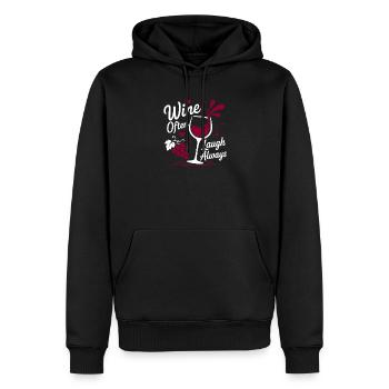 Wein lacht oft immer - Männer Premium Bio Hoodie - Schwarz - Vorne - Nico (187cm)