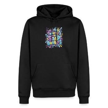 Tous mes soucis sont des bulles de savon - Sweat à capuche Premium bio Homme - noir - Devant - Nico (187cm)