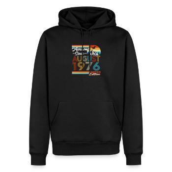 Cadeau d’anniversaire rétro vintage d’août 1976 - Sweat à capuche Premium bio Homme - noir - Devant - Nico (187cm)