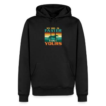 Mein Hund ist schneller, Windhund-Humor - Männer Premium Bio Hoodie - Schwarz - Vorne - Nico (187cm)