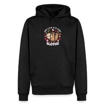 Faultier-Liebe Shirt für Mädchen - Männer Premium Bio Hoodie - Schwarz - Vorne - Nico (187cm)