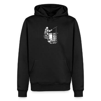 Pêche au pixel art - Sweat à capuche Premium bio Homme - noir - Devant - Nico (187cm)