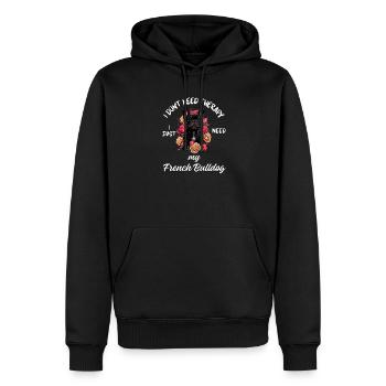 Thérapie du bouledogue français - Sweat à capuche Premium bio Homme - noir - Devant - Nico (187cm)