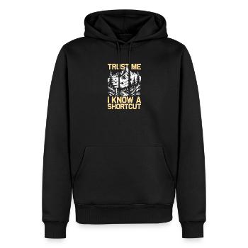 I know a shortcut Wandern Berge Bergsteigen - Männer Premium Bio Hoodie - Schwarz - Vorne - Nico (187cm)