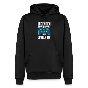 Legenden Leveln Up - Männer Premium Bio Hoodie - Schwarz - Vorne - Nico (187cm)
