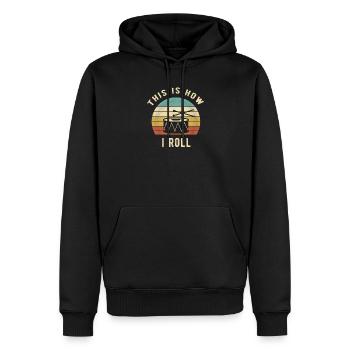 Percussion Retro This Is How I Roll Drummer Gift - Männer Premium Bio Hoodie - Schwarz - Vorne - Nico (187cm)