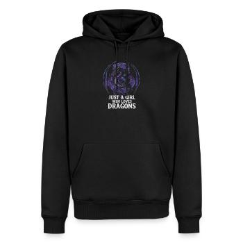 Girl Loves Dragon Artwork - Men’s Premium Organic Hoodie - black - Front - Nico (187cm)
