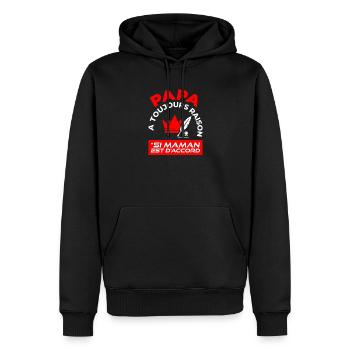 Papa A Toujours Raison Si Maman Est D'accord - Sweat à capuche Premium bio Homme - noir - Devant - Nico (187cm)