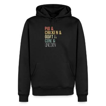 Schwein, Huhn, Ziegen, Kuh, Einhorn, Snillfarm - Männer Premium Bio Hoodie - Schwarz - Vorne - Nico (187cm)