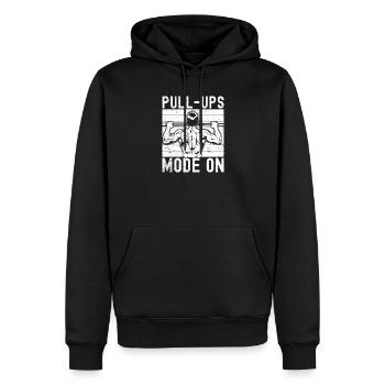 Gym Junkies Pull-Ups Mode On Calisthenics Fitness - Männer Premium Bio Hoodie - Schwarz - Vorne - Nico (187cm)