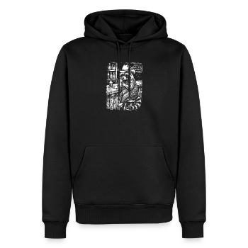 Cowboy Raccoon With Beer Funny Raccoon - Men’s Premium Organic Hoodie - black - Front - Nico (187cm)