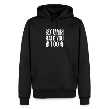 Gym Junkies Squats Hate You Too Calisthenics - Men’s Premium Organic Hoodie - black - Front - Nico (187cm)