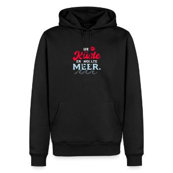 Sie Küste er wollte Meer, lustiges Wortspiel - Männer Premium Bio Hoodie - Schwarz - Vorne - Nico (187cm)