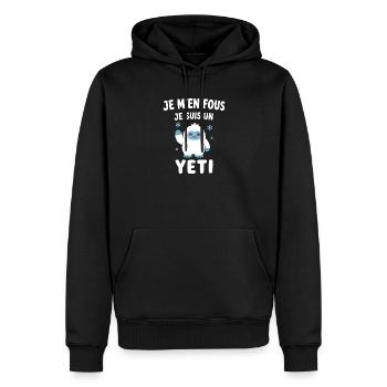 Je m'en fous, je suis Yéti - Sweat à capuche Premium bio Homme - noir - Devant - Nico (187cm)
