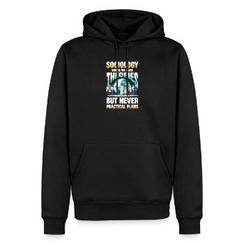 Sociology Where We Make Theories But Never - Men’s Premium Organic Hoodie - black - Front - Nico (187cm)