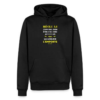 J'aimerais bien être d'accord mais la science  - Sweat à capuche Premium bio Homme - noir - Devant - Nico (187cm)