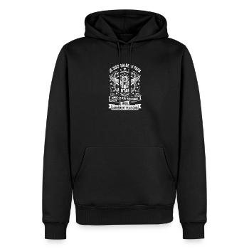 Beau Papa Motard Humour Fête Des Pères - Sweat à capuche Premium bio Homme - noir - Devant - Nico (187cm)