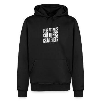 Perseverance Conquers All Challenges - Men’s Premium Organic Hoodie - black - Front - Nico (187cm)