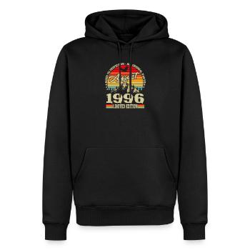 August 1996 Vintage Retro Birthday Gift - Men’s Premium Organic Hoodie - black - Front - Nico (187cm)