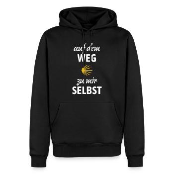 Auf dem Weg zu mir selbst | Jakobsweg, Pilger - Männer Premium Bio Hoodie - Schwarz - Vorne - Nico (187cm)
