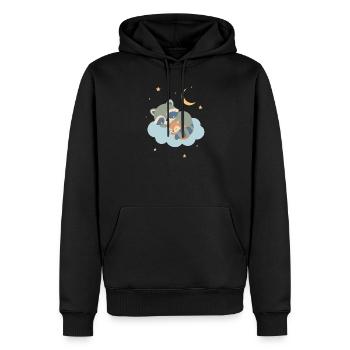 Raton laveur et écureuil dormant - Sweat à capuche Premium bio Homme - noir - Devant - Nico (187cm)