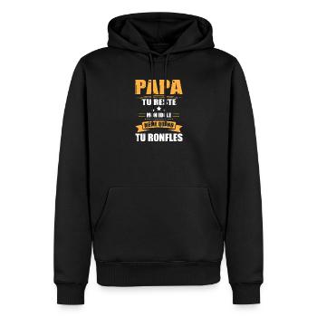 Papa Ronfleur, Tee Shirt Humour Cadeau Papa Drôle - Sweat à capuche Premium bio Homme - noir - Devant - Nico (187cm)