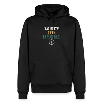Aucune randonnée d’exploration perdu - Sweat à capuche Premium bio Homme - noir - Devant - Nico (187cm)