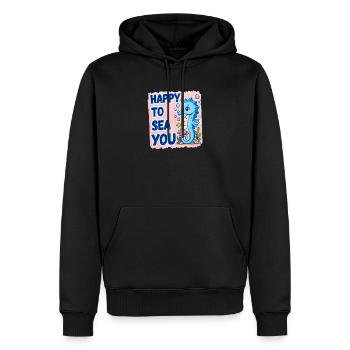 Heureux de mer, Hippocampe de mer, amour de mer - Sweat à capuche Premium bio Homme - noir - Devant - Nico (187cm)