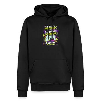Gamer En Mode Économie D'Énergie - Humour games - Sweat à capuche Premium bio Homme - noir - Devant - Nico (187cm)