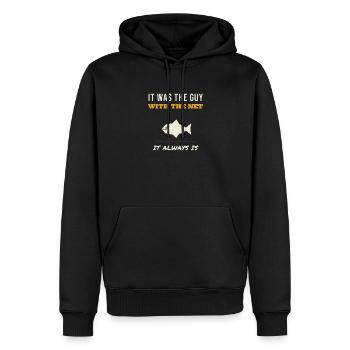 Pêche C’était le gars avec le filet Drôle de pêcheur F - Sweat à capuche Premium bio Homme - noir - Devant - Nico (187cm)