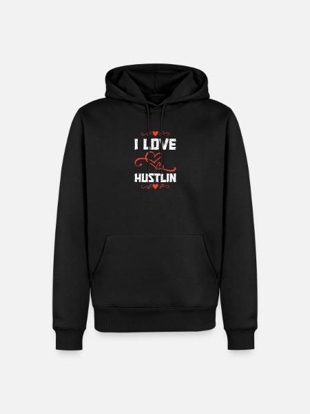 I Love Hustlin Herzdesign - Männer Premium Bio Hoodie - Schwarz