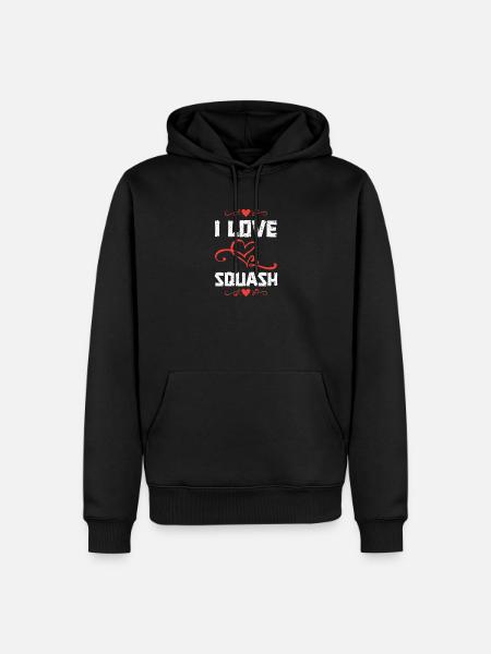 I Love Squash Herzdesign - Männer Premium Bio Hoodie - Schwarz